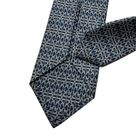 BVLGARI SEVENFOLD XL Blue/Gray Geometric Silk LUXURY Tie ITALY - Picture 7 of 8